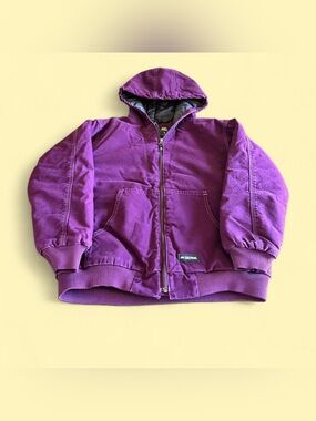 Vintage Berne Canvas Hooded Work Jacket Purple Youth L 14-16